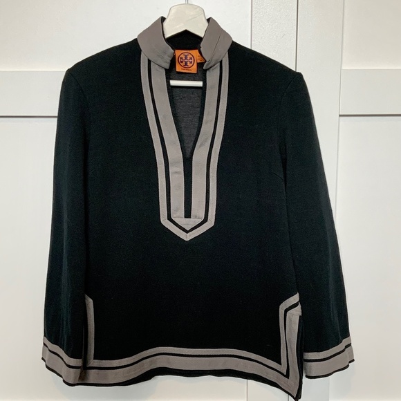 Tory Burch Classic Cotton Black And Grey Tunic Top XS - Picture 3 of 6